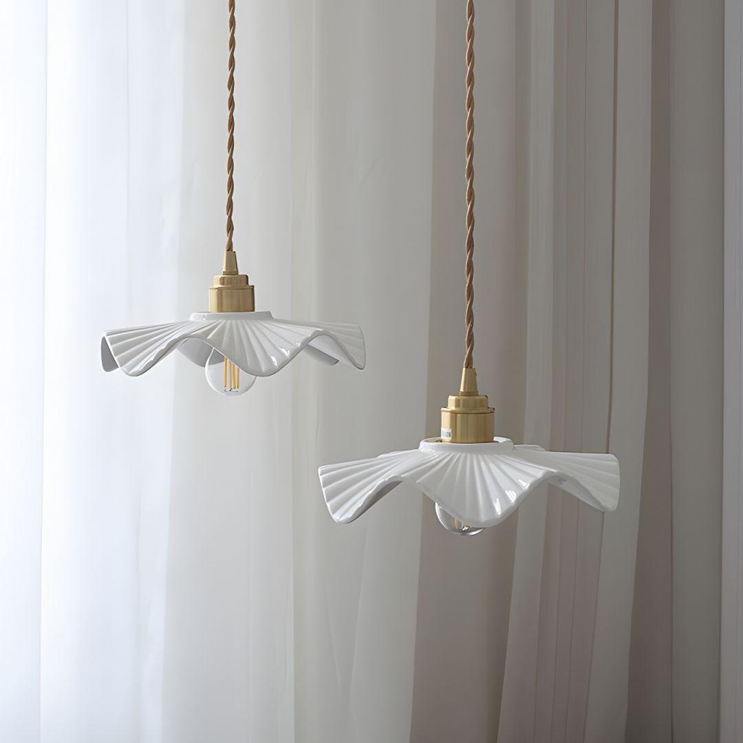 Scandinavian White Ceramic Flower Pendant Light