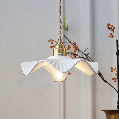 Scandinavian White Ceramic Flower Pendant Light