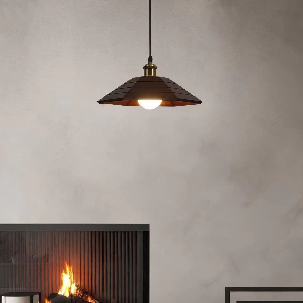 Simple Japanese Style Rustic Wooden Pendant Lamp