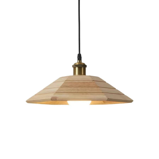 Simple Japanese Style Rustic Wooden Pendant Lamp