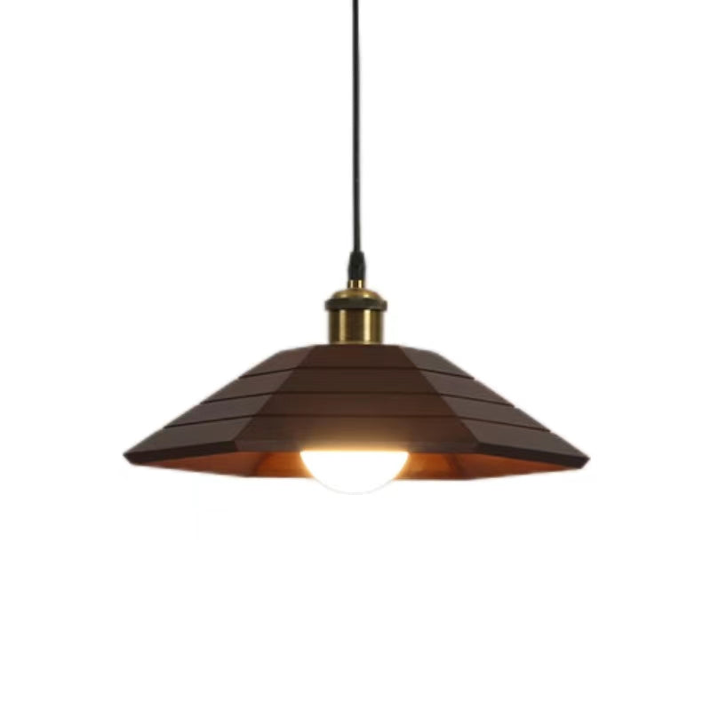 Simple Japanese Style Rustic Wooden Pendant Lamp