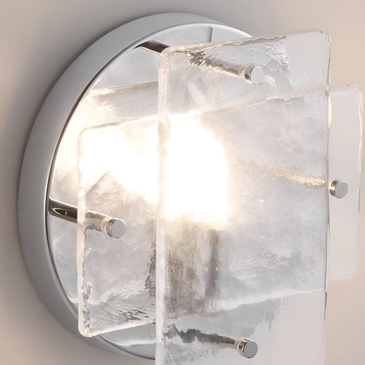 Small Bauhaus Industrial Chrome and Clear Glass Wall Light