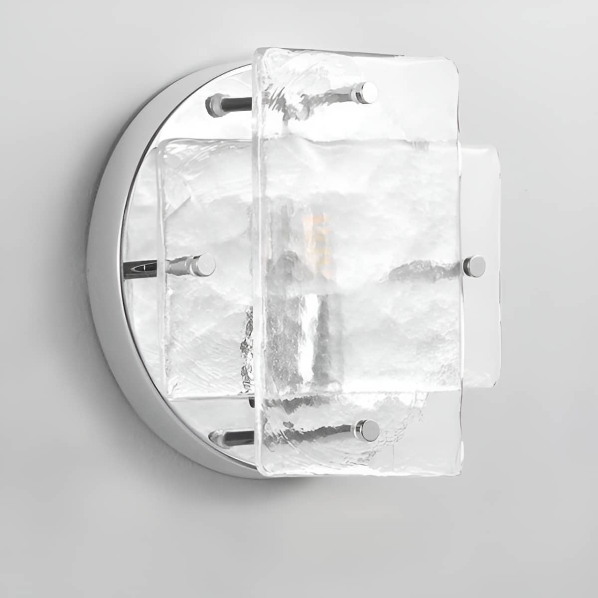 Small Bauhaus Industrial Chrome and Clear Glass Wall Light