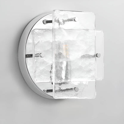 Small Bauhaus Industrial Chrome and Clear Glass Wall Light