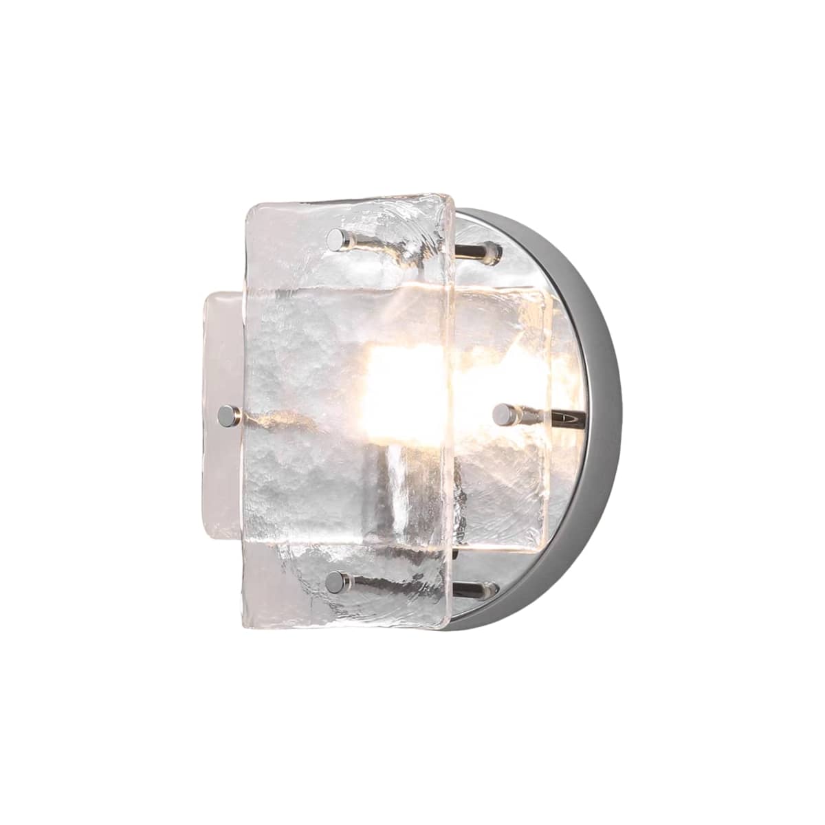 Small Bauhaus Industrial Chrome and Clear Glass Wall Light