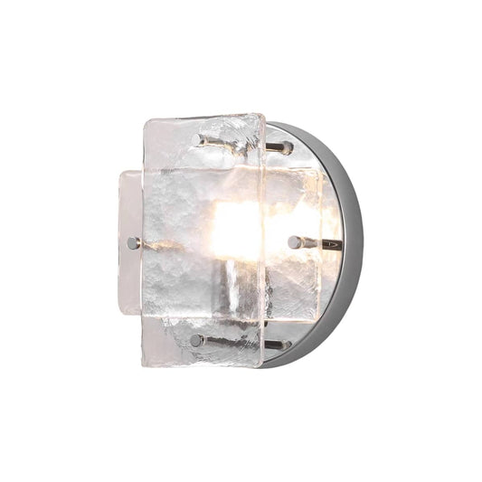 Small Bauhaus Industrial Chrome and Clear Glass Wall Light