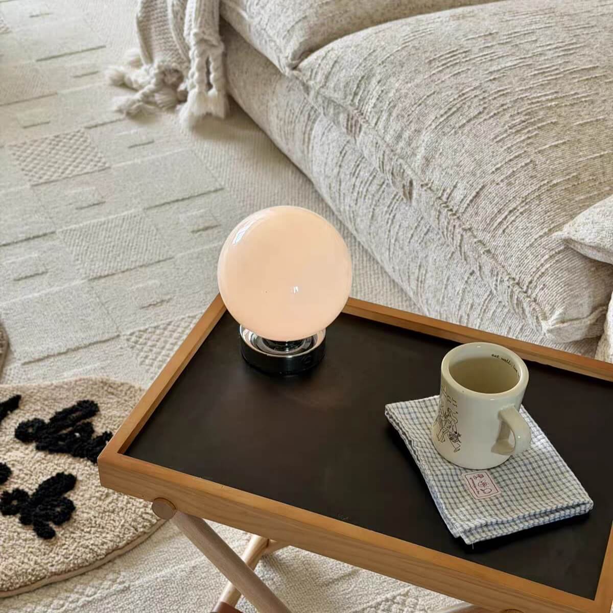 Small Modern Art Deco Glass Globe Table Lamp