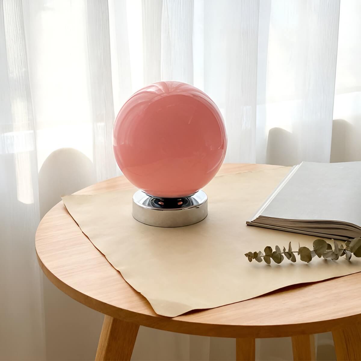 Small Modern Art Deco Glass Globe Table Lamp