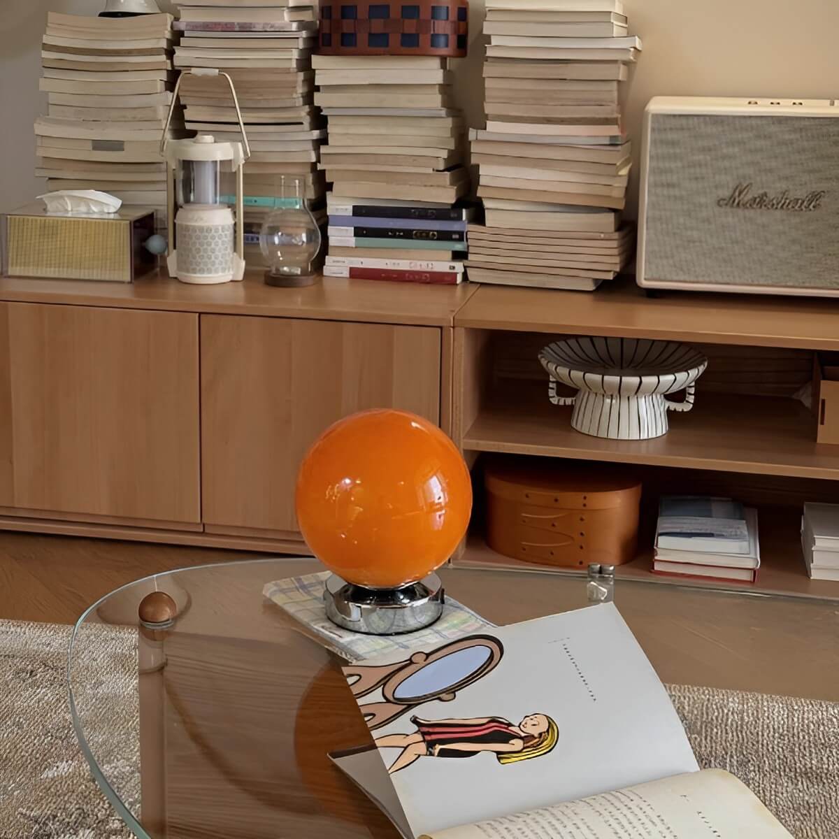 Small Modern Art Deco Glass Globe Table Lamp