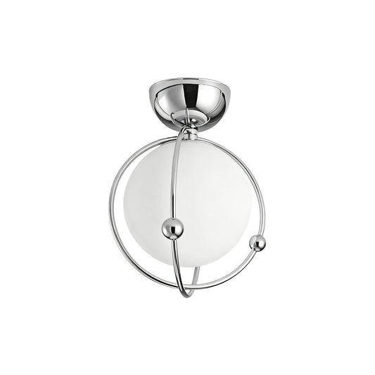 Space-Inspired Glass Globe Ceiling Light – Chrome Finish Small Hallway Light