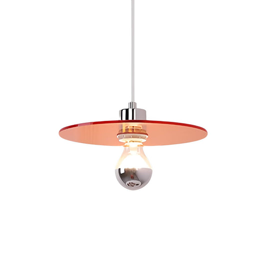 Space Age Acrylic Flying Saucer Orange Pendant Light