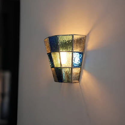 Stained Glass Half Basket Design Vintage Tiffany Wall Light