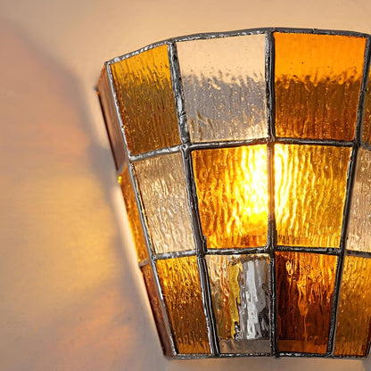 Stained Glass Half Basket Design Vintage Tiffany Wall Light