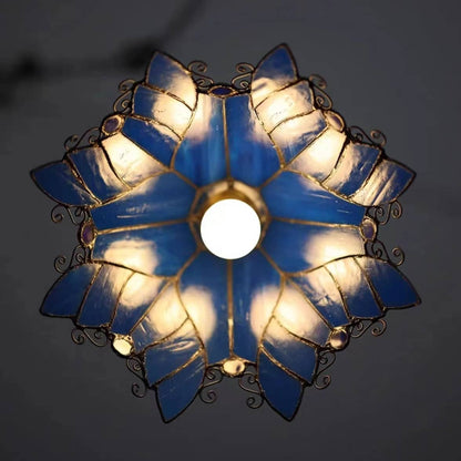 Tiffany Leaf Stained Glass Pendant Light