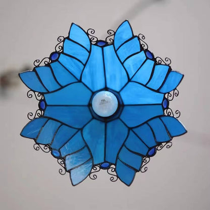 Tiffany Leaf Stained Glass Pendant Light