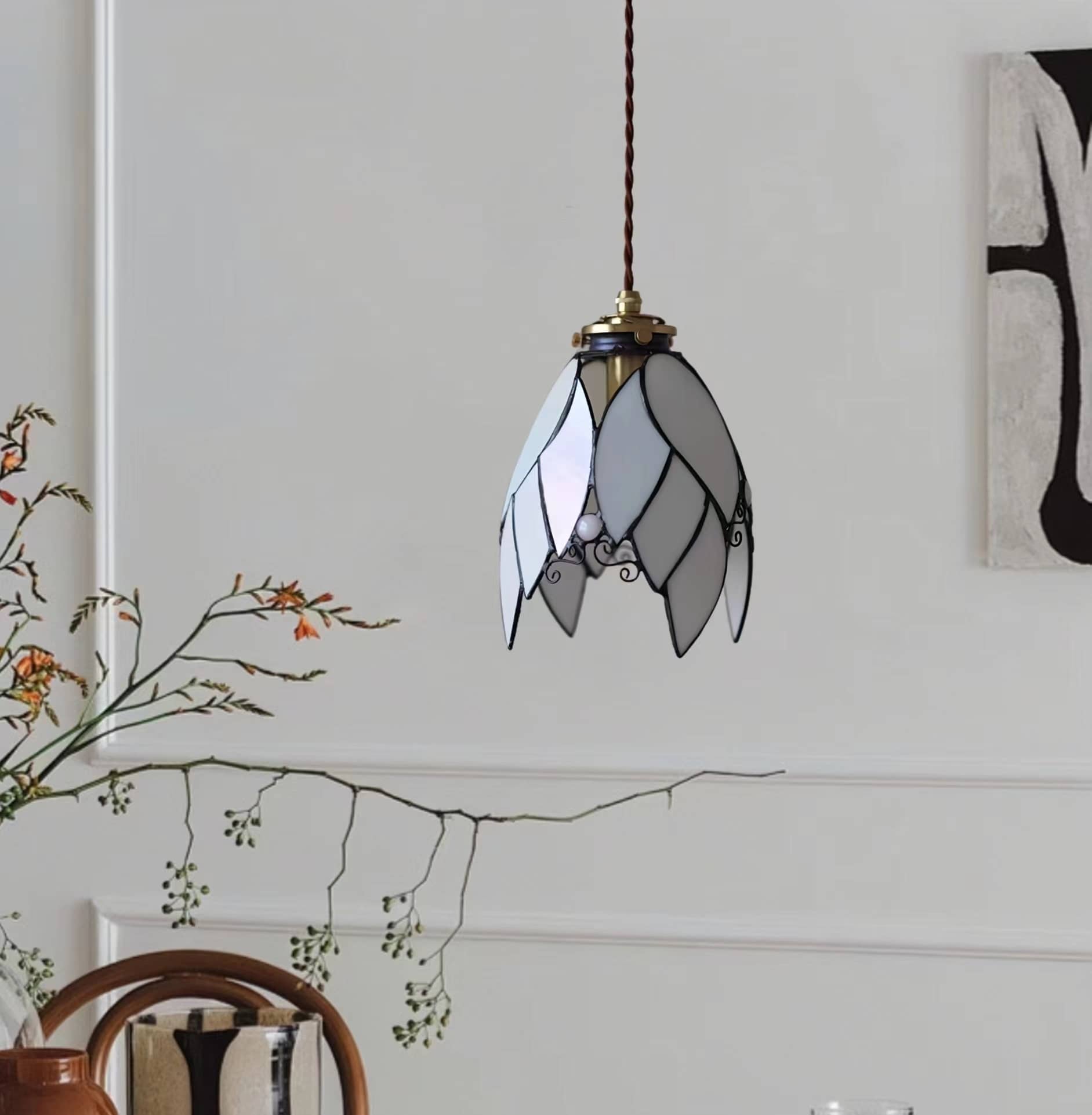 Tiffany Leaf Stained Glass Pendant Light