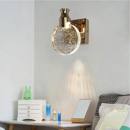 Nordic Style Crystal Creative Round Wall Sconce