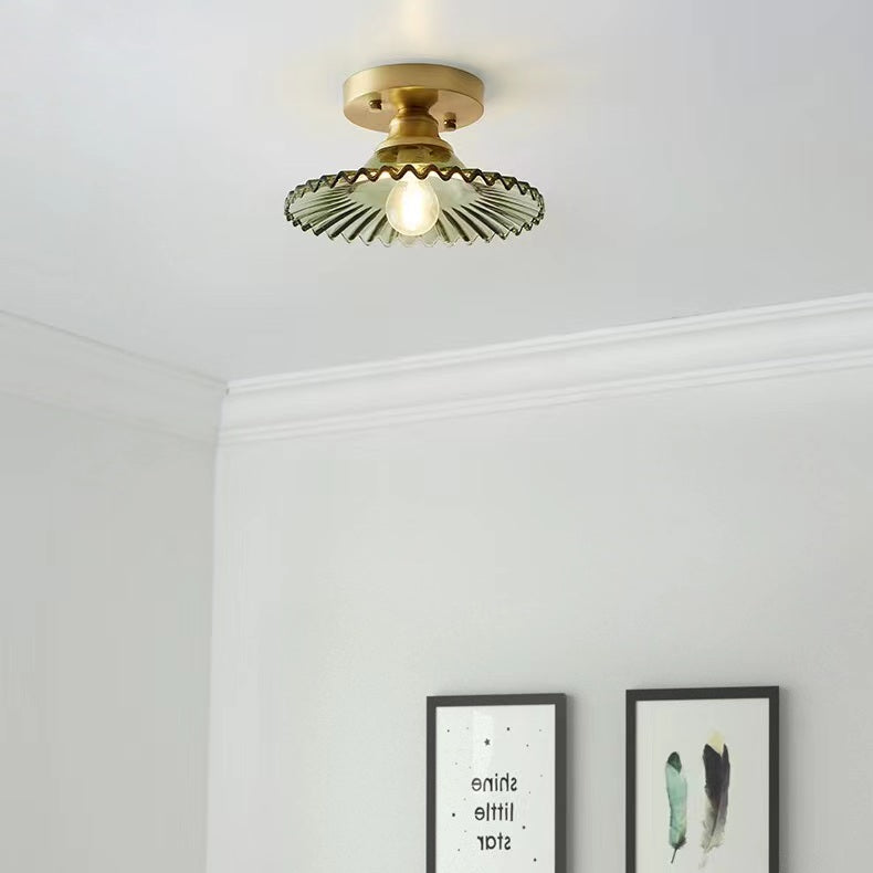 Retro Copper Ripple Glass Ceiling Light