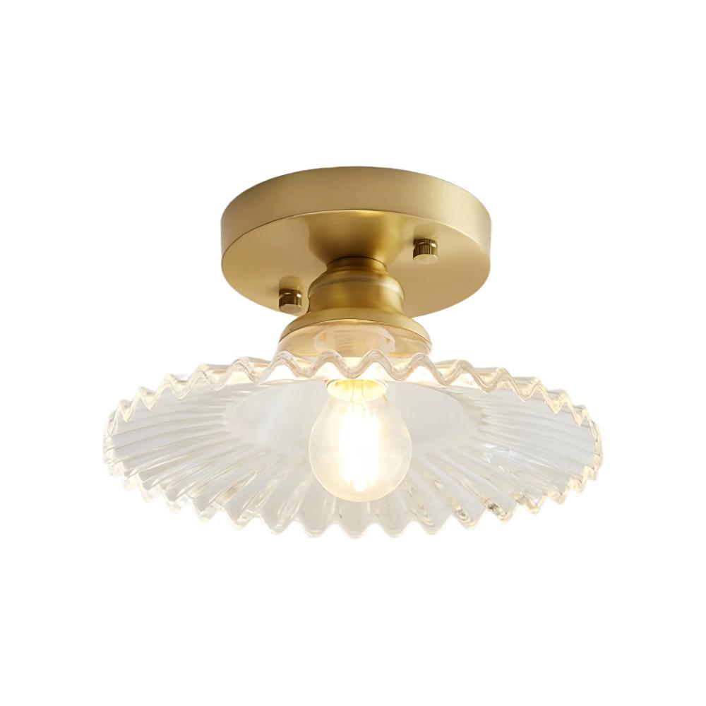 Retro Copper Ripple Glass Ceiling Light