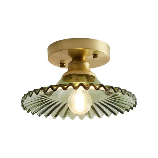 Retro Copper Ripple Glass Ceiling Light