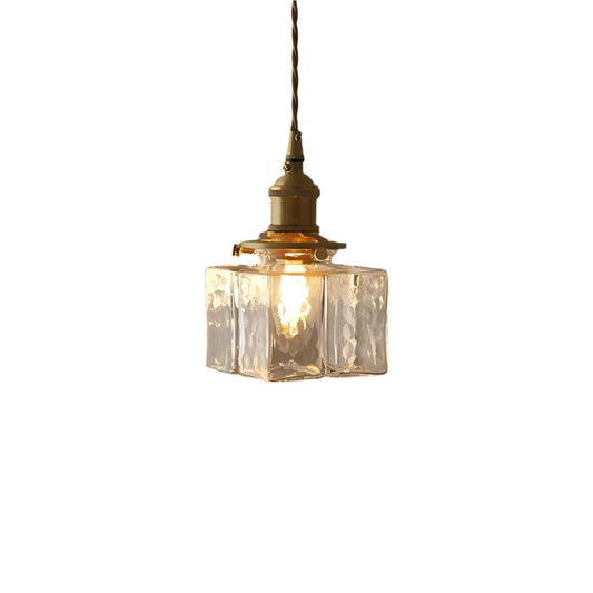 Vintage Hammered Square Glass Pendant Light