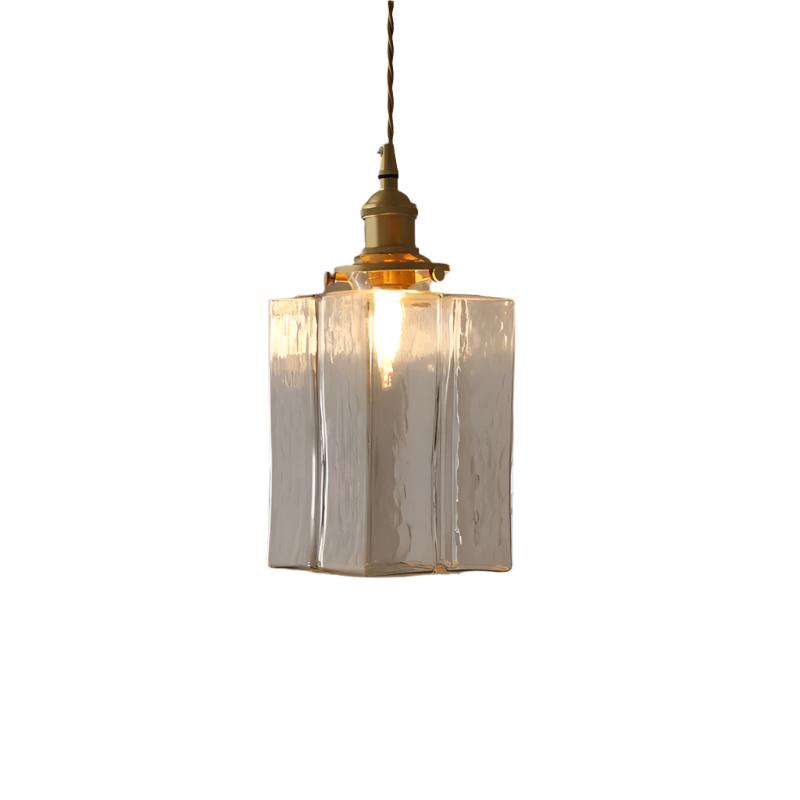 Vintage Hammered Square Glass Pendant Light