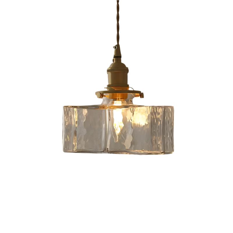 Vintage Hammered Square Glass Pendant Light