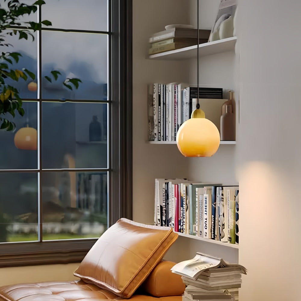 Vintage Bauhaus Globe Orange Pendant Light