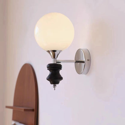 Vintage Black Glass Globe Wall Sconce