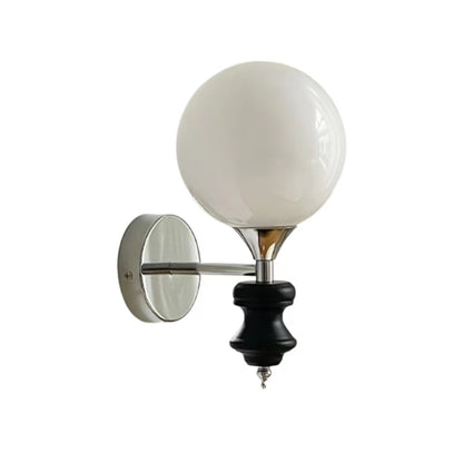 Vintage Black Glass Globe Wall Sconce