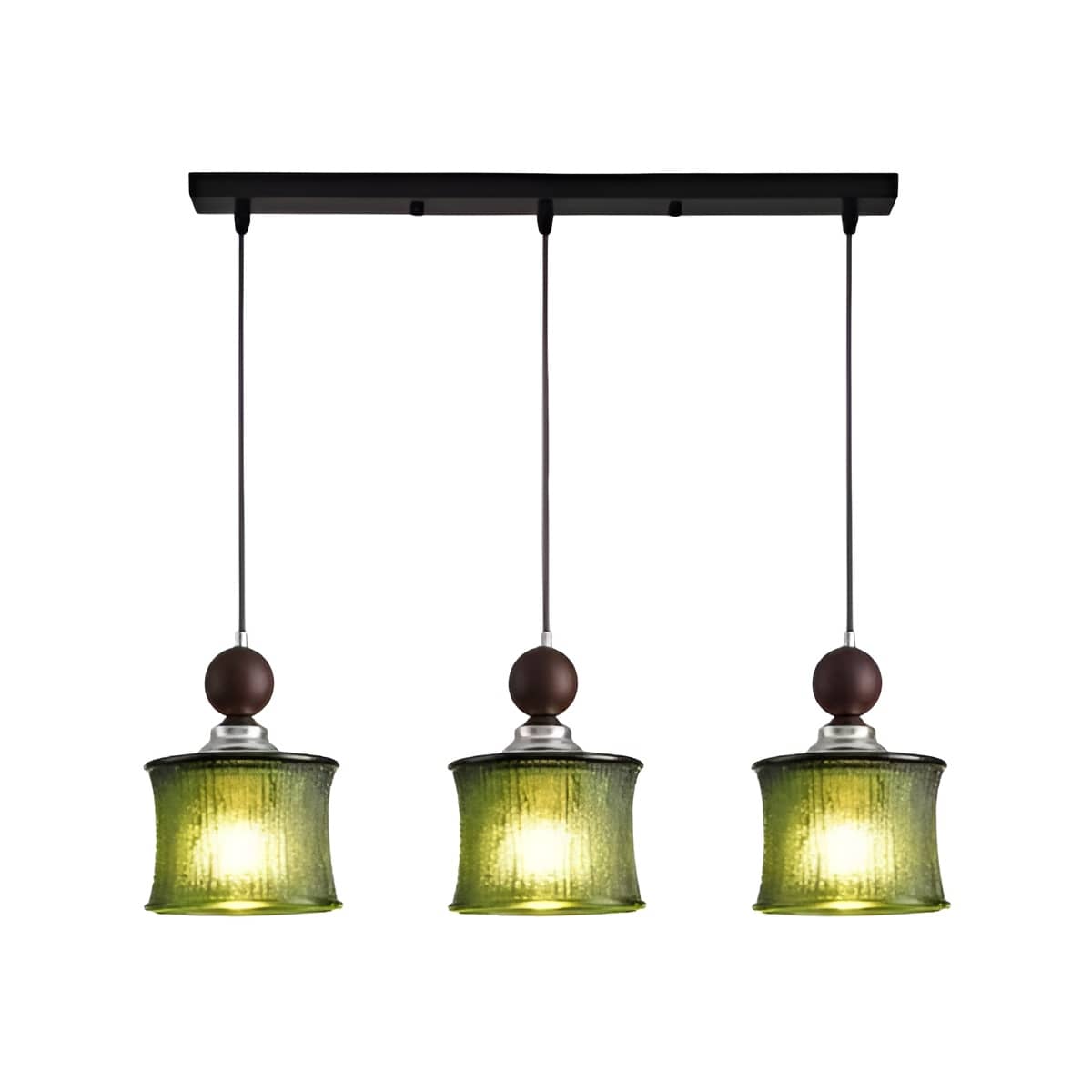 Vintage Cylindrical Ribbed Glass Pendant Light