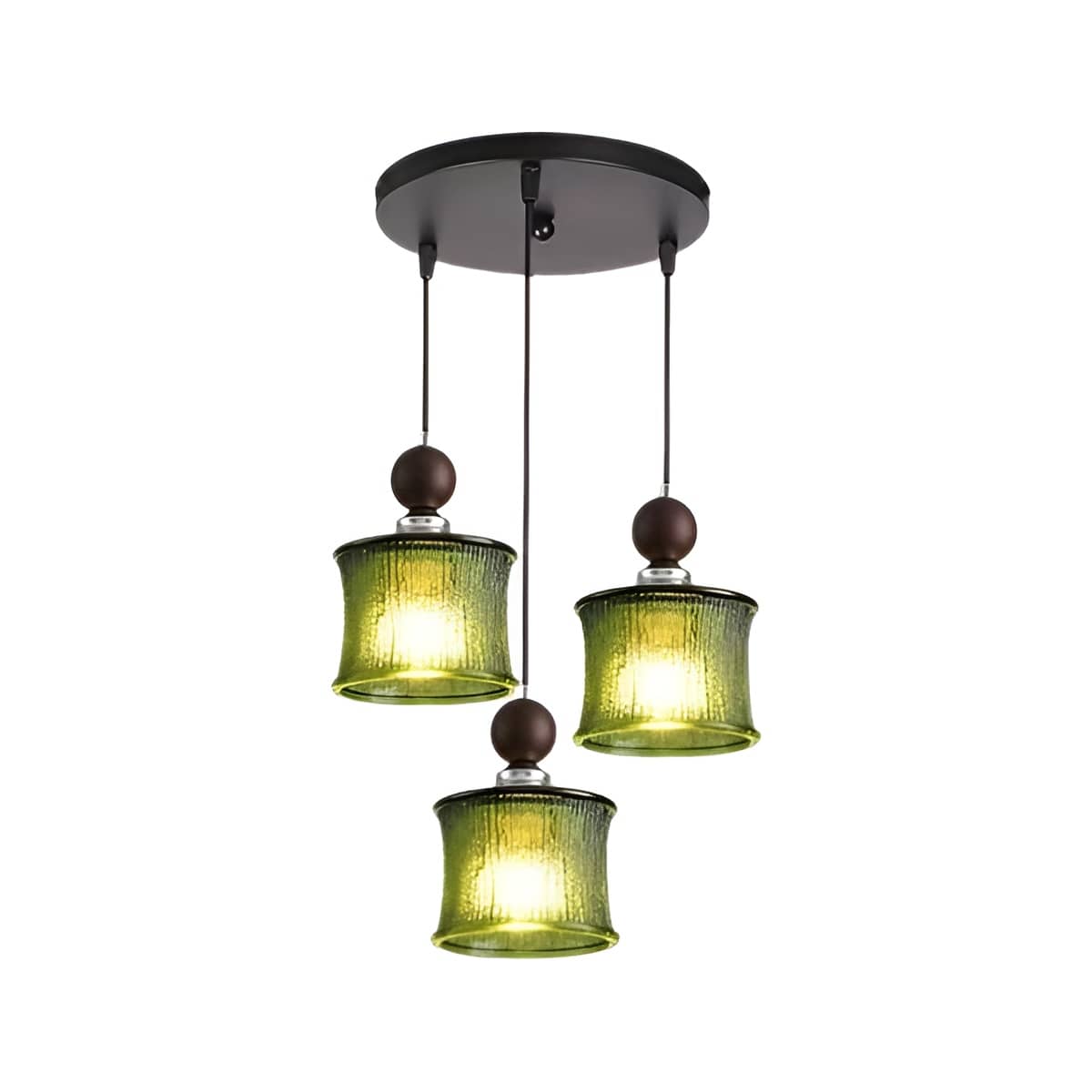 Vintage Cylindrical Ribbed Glass Pendant Light