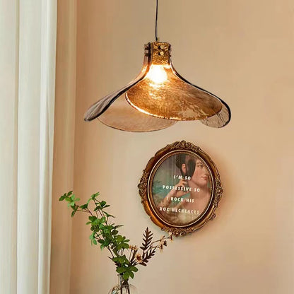 Vintage Flower Petal Glass Pendant Lamp