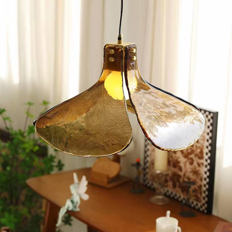 Vintage Flower Petal Glass Pendant Lamp