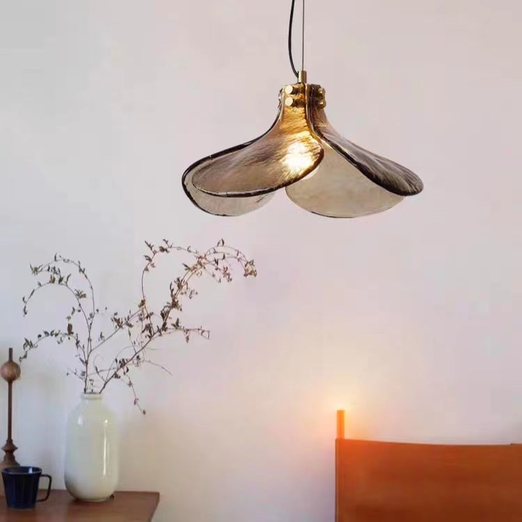 Vintage Flower Petal Glass Pendant Lamp