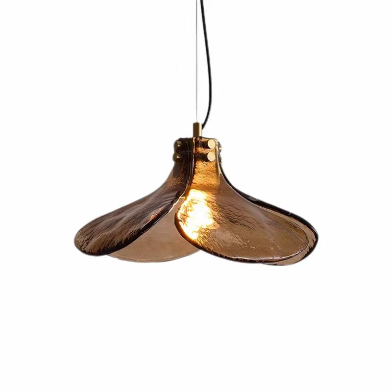 Vintage Flower Petal Glass Pendant Lamp