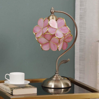 Vintage Flower Petal Glass Table Lamp