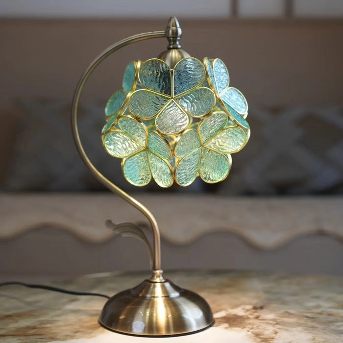 Vintage Flower Petal Glass Table Lamp