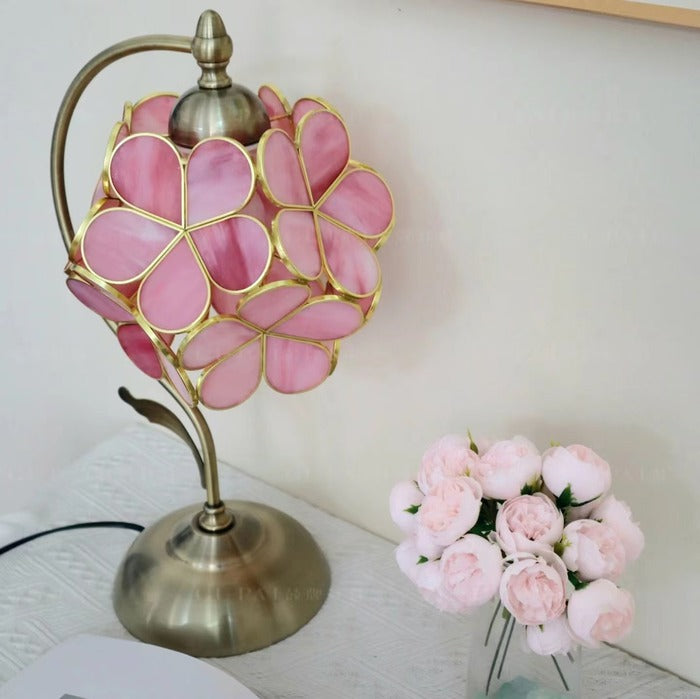 Vintage Flower Petal Glass Table Lamp