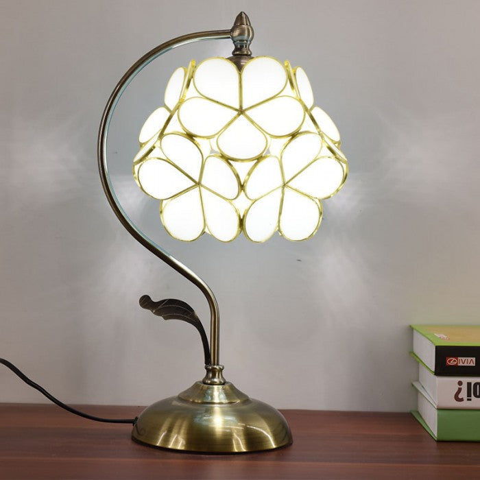 Vintage Flower Petal Glass Table Lamp