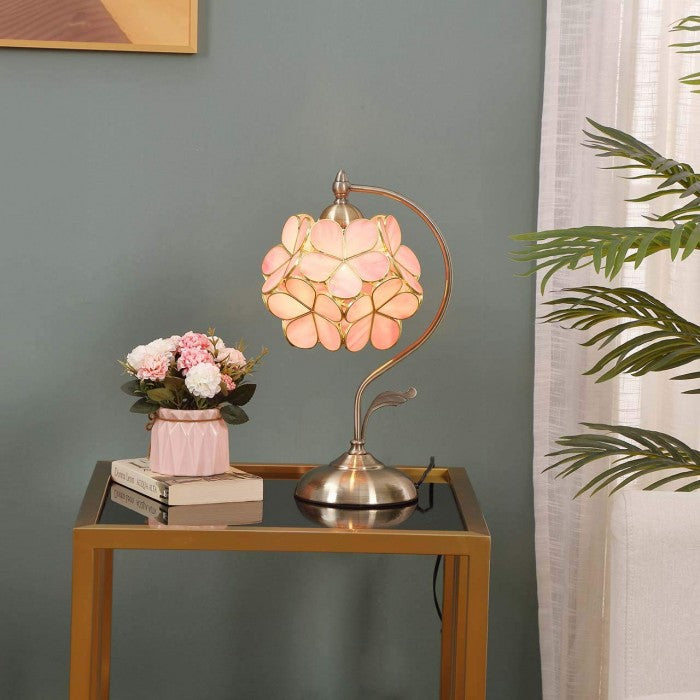 Vintage Flower Petal Glass Table Lamp