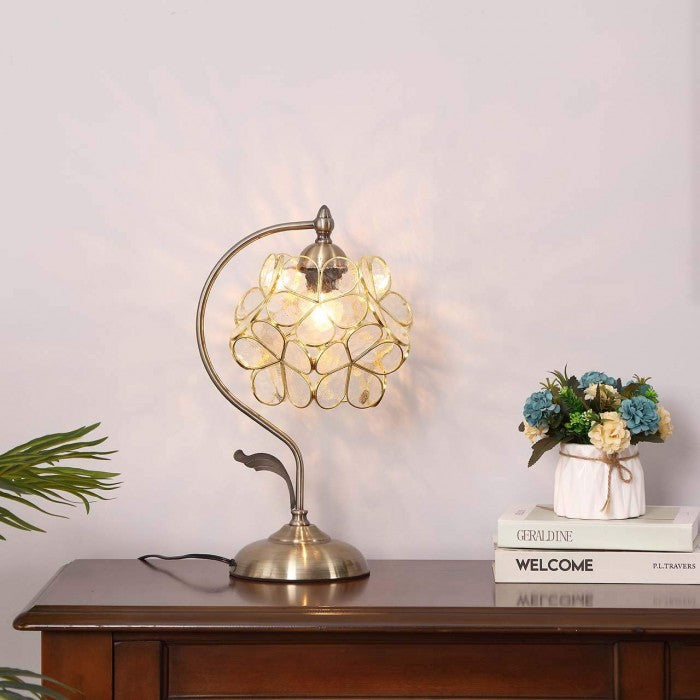 Vintage Flower Petal Glass Table Lamp