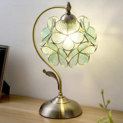 Vintage Flower Petal Glass Table Lamp