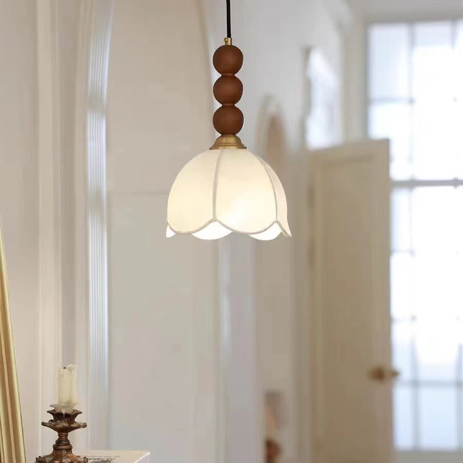 Vintage French Style Wooden Pendant Lamp