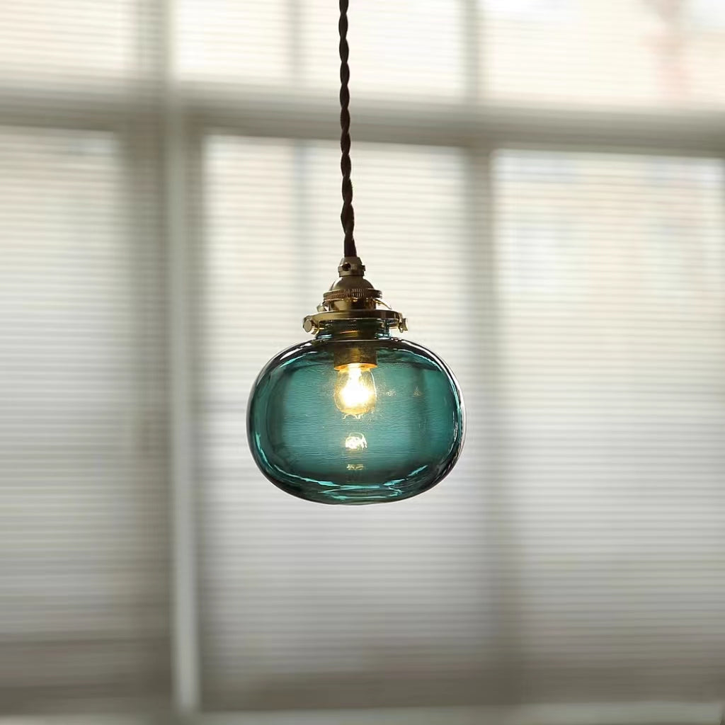 Vintage Industrial Glass Pendant Light For Dining Rooms