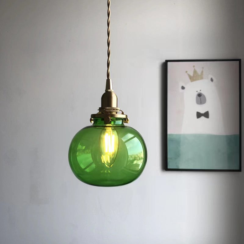 Vintage Industrial Glass Pendant Light For Dining Rooms