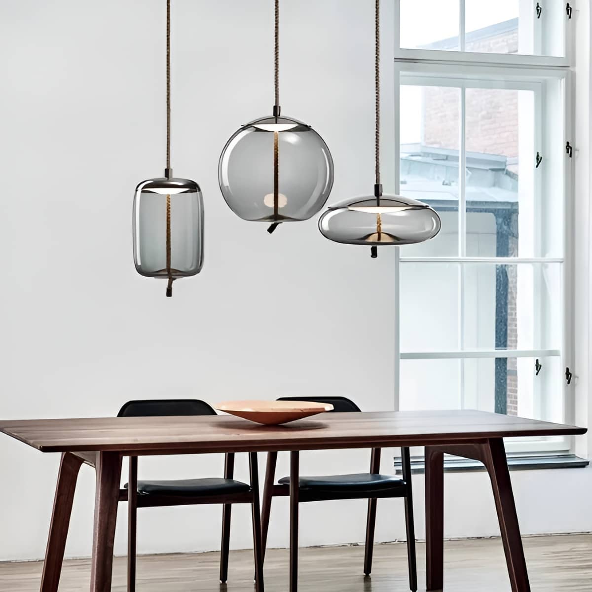 Vintage Industrial LED Knot and Coloured Glass Pendant Light