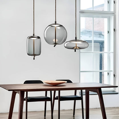 Vintage Industrial LED Knot and Coloured Glass Pendant Light