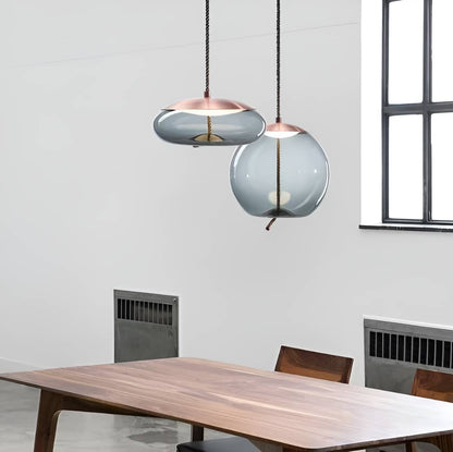 Vintage Industrial LED Knot and Coloured Glass Pendant Light