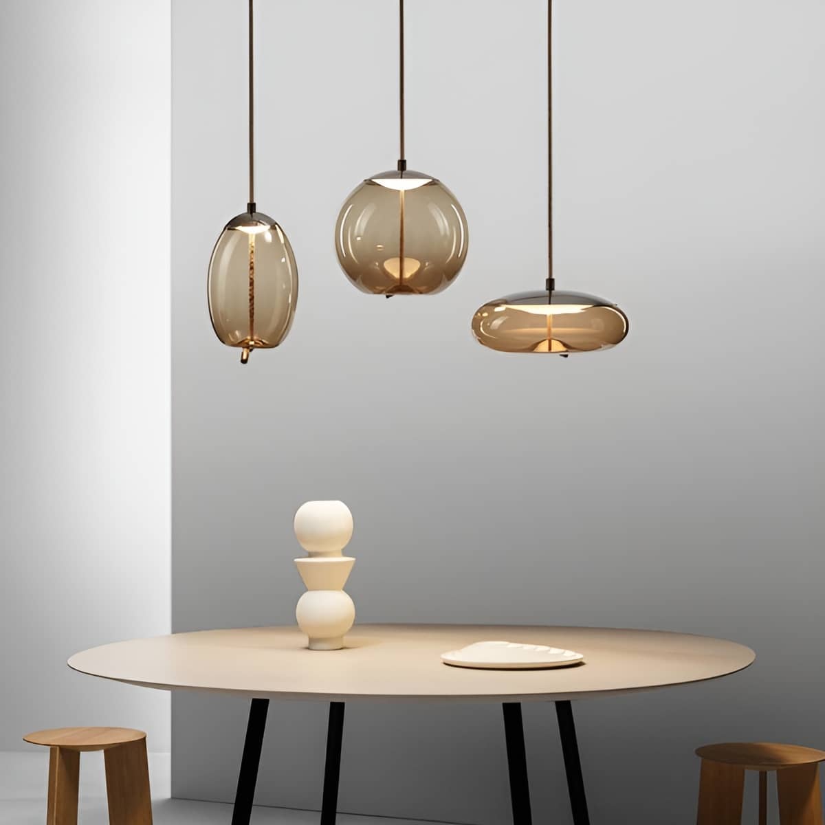 Vintage Industrial LED Knot and Coloured Glass Pendant Light